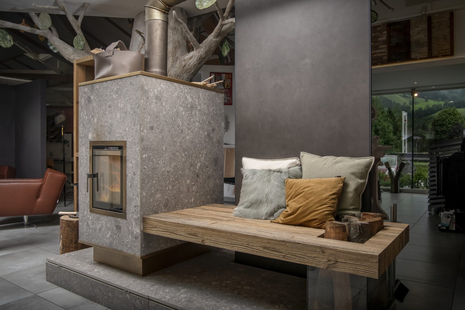 Moderner Kachelofen Mit Sitzbank - The Cool Designs